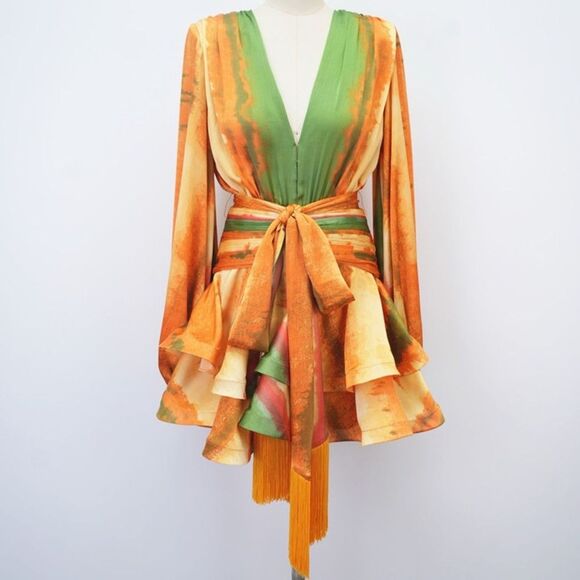 NWOT BRONX AND BANCO Bedouin Horizon Mini Dress  in orange - Picture 5 of 16